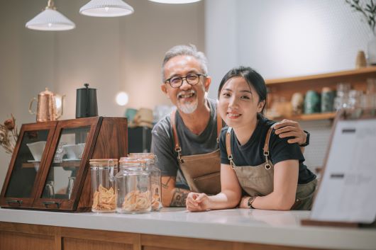 Man and woman at store counter